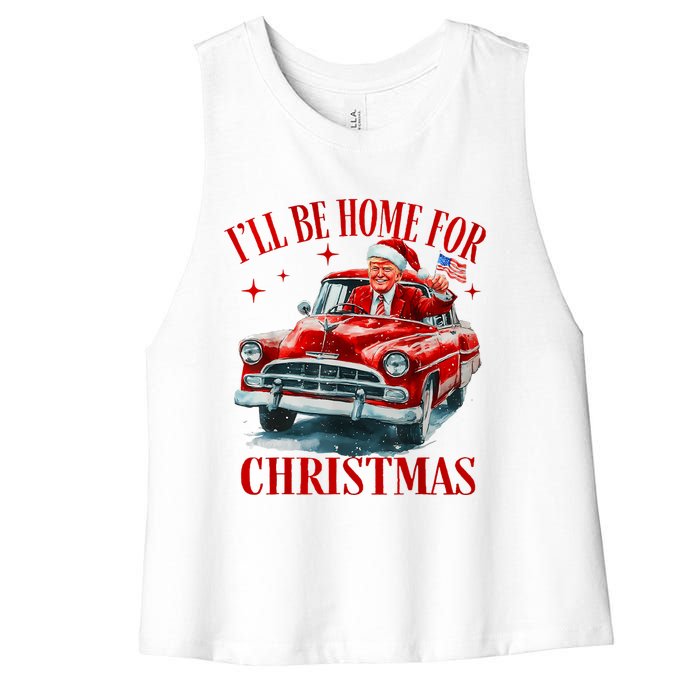 Trump ILl Be Home For Christmas Funny Xmas Women's Racerback Cropped Tank