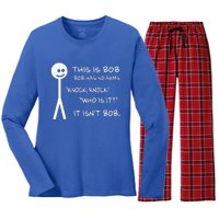 This Is Bob He Has No Arms Funny Knock Knock Sarcastic Humor Women's Long Sleeve Flannel Pajama Set 