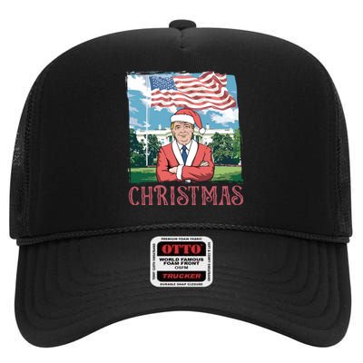 Trump ILl Be Home For Christmas Humorous Trump Christmas High Crown Mesh Back Trucker Hat