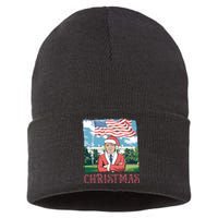 Trump ILl Be Home For Christmas Humorous Trump Christmas Sustainable Knit Beanie