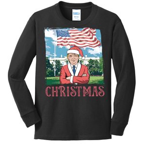 Trump ILl Be Home For Christmas Humorous Trump Christmas Kids Long Sleeve Shirt