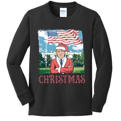 Trump ILl Be Home For Christmas Humorous Trump Christmas Kids Long Sleeve Shirt