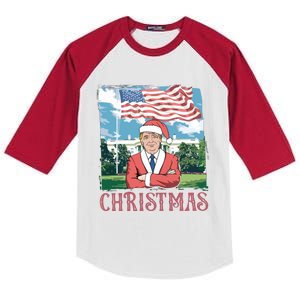 Trump ILl Be Home For Christmas Humorous Trump Christmas Kids Colorblock Raglan Jersey