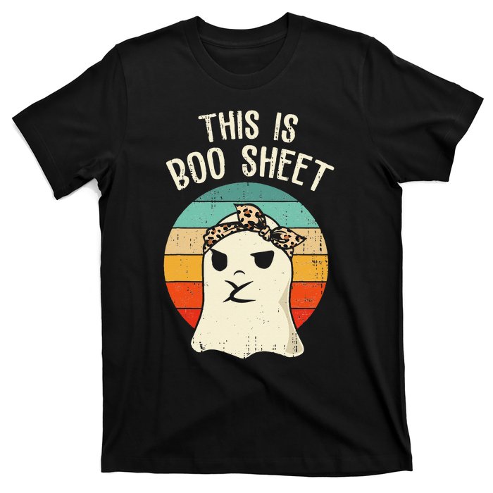 This Is Boo Sheet Ghost Retro Ghost Halloween Leopard T-Shirt