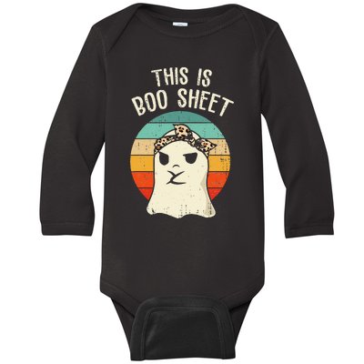 This Is Boo Sheet Ghost Retro Ghost Halloween Leopard Baby Long Sleeve Bodysuit