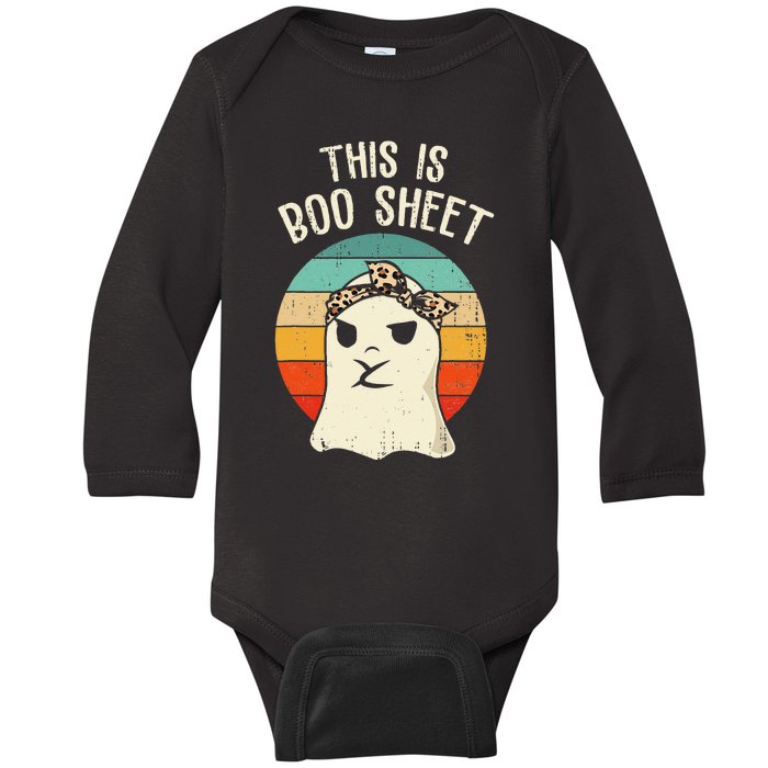 This Is Boo Sheet Ghost Retro Ghost Halloween Leopard Baby Long Sleeve Bodysuit