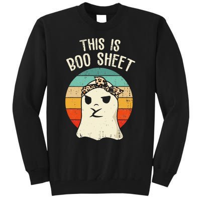 This Is Boo Sheet Ghost Retro Ghost Halloween Leopard Tall Sweatshirt