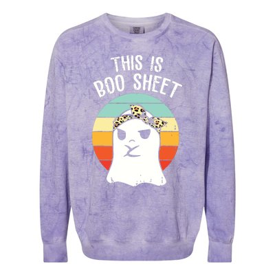 This Is Boo Sheet Ghost Retro Ghost Halloween Leopard Colorblast Crewneck Sweatshirt