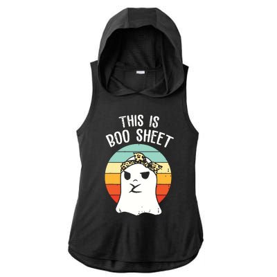 This Is Boo Sheet Ghost Retro Ghost Halloween Leopard Ladies PosiCharge Tri-Blend Wicking Draft Hoodie Tank