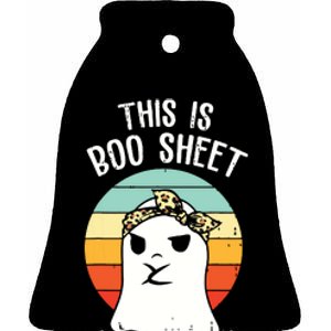 This Is Boo Sheet Ghost Retro Ghost Halloween Leopard Ceramic Bell Ornament