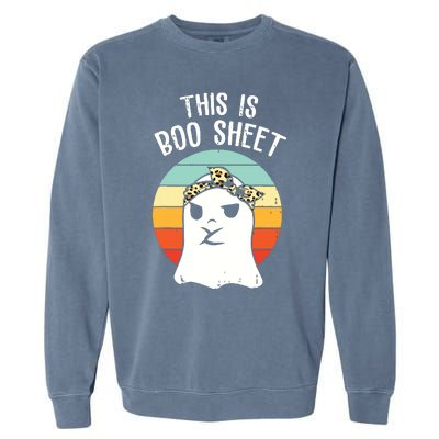 This Is Boo Sheet Ghost Retro Ghost Halloween Leopard Garment-Dyed Sweatshirt