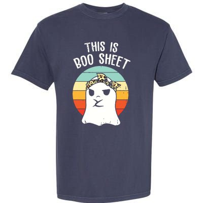 This Is Boo Sheet Ghost Retro Ghost Halloween Leopard Garment-Dyed Heavyweight T-Shirt