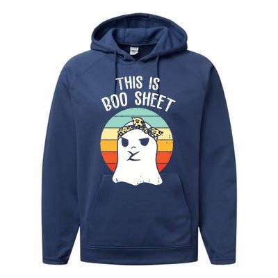 This Is Boo Sheet Ghost Retro Ghost Halloween Leopard Performance Fleece Hoodie