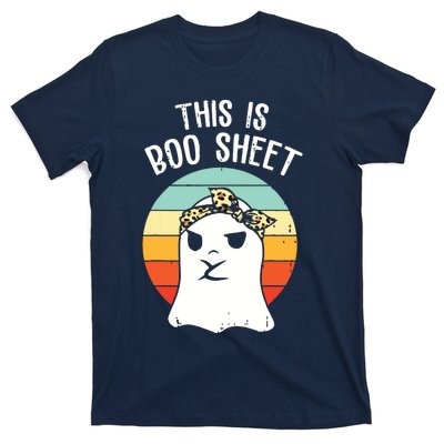 This Is Boo Sheet Ghost Retro Ghost Halloween Leopard T-Shirt