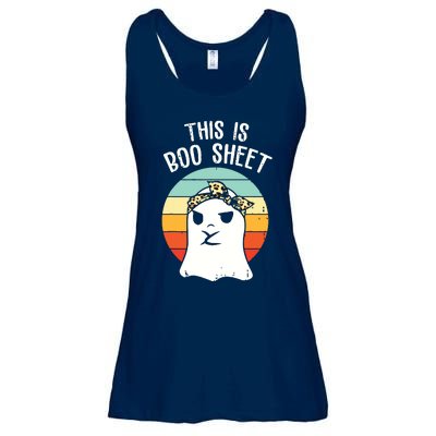 This Is Boo Sheet Ghost Retro Ghost Halloween Leopard Ladies Essential Flowy Tank