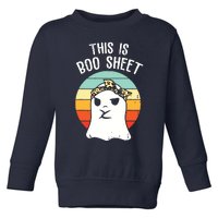 This Is Boo Sheet Ghost Retro Ghost Halloween Leopard Toddler Sweatshirt