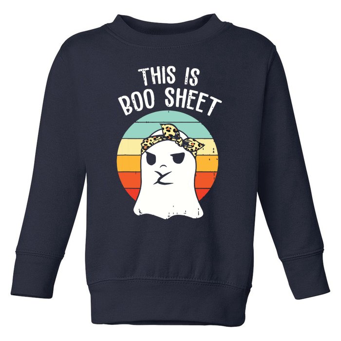 This Is Boo Sheet Ghost Retro Ghost Halloween Leopard Toddler Sweatshirt