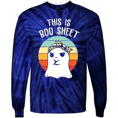 This Is Boo Sheet Ghost Retro Ghost Halloween Leopard Tie-Dye Long Sleeve Shirt