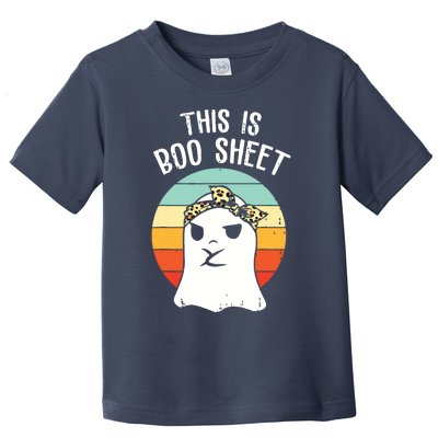 This Is Boo Sheet Ghost Retro Ghost Halloween Leopard Toddler T-Shirt