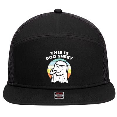 This Is Boo Sheet Ghost Retro Halloween Costume 7 Panel Mesh Trucker Snapback Hat