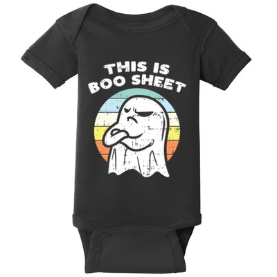 This Is Boo Sheet Ghost Retro Halloween Costume Baby Bodysuit
