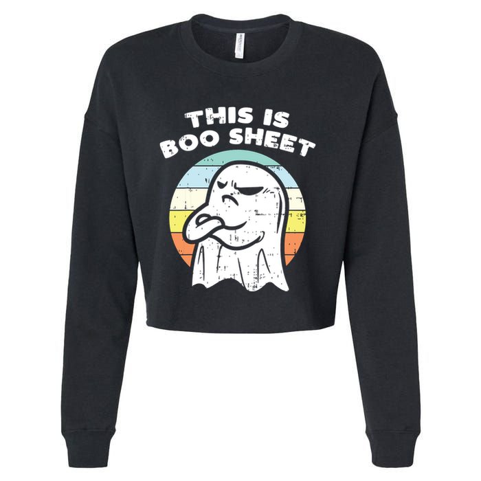 This Is Boo Sheet Ghost Retro Halloween Costume Cropped Pullover Crew