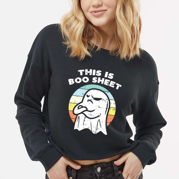 This Is Boo Sheet Ghost Retro Halloween Costume Cropped Pullover Crew