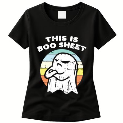 This Is Boo Sheet Ghost Retro Halloween Costume Womens T-Shirt