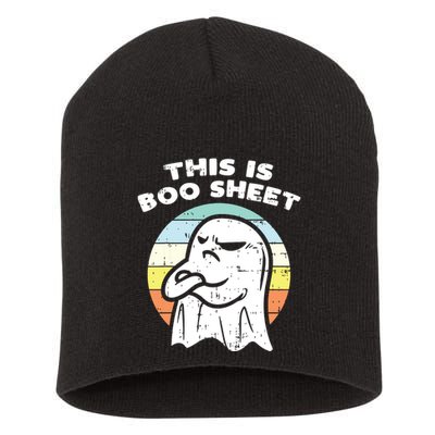 This Is Boo Sheet Ghost Retro Halloween Costume Short Acrylic Beanie