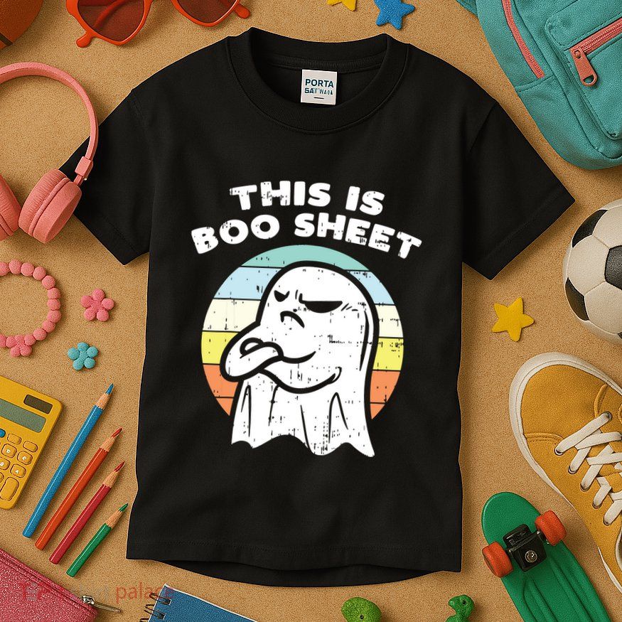 This Is Boo Sheet Ghost Retro Halloween Costume Kids T-Shirt