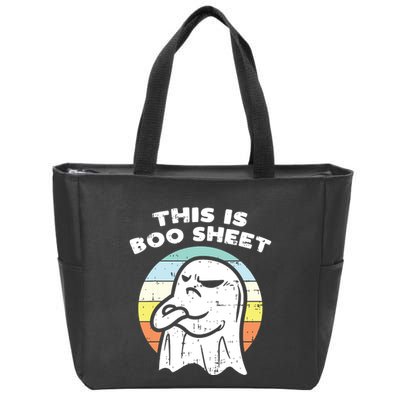 This Is Boo Sheet Ghost Retro Halloween Costume Zip Tote Bag