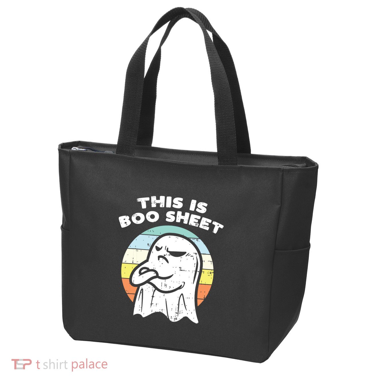 This Is Boo Sheet Ghost Retro Halloween Costume Zip Tote Bag