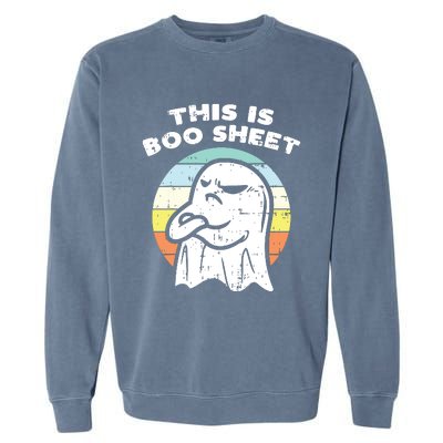 This Is Boo Sheet Ghost Retro Halloween Costume Garment-Dyed Sweatshirt