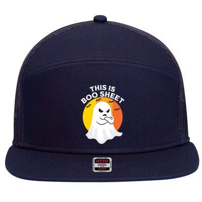 This Is Boo Sheet Ghost Retro Halloween Costume 7 Panel Mesh Trucker Snapback Hat