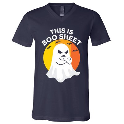 This Is Boo Sheet Ghost Retro Halloween Costume V-Neck T-Shirt