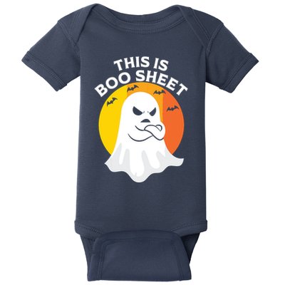 This Is Boo Sheet Ghost Retro Halloween Costume Baby Bodysuit