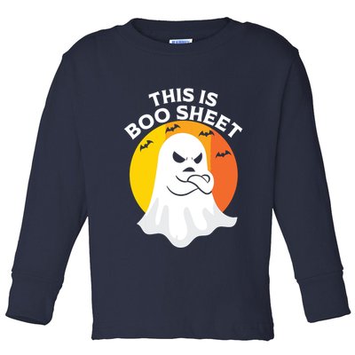 This Is Boo Sheet Ghost Retro Halloween Costume Toddler Long Sleeve Shirt