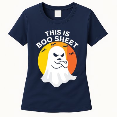 This Is Boo Sheet Ghost Retro Halloween Costume Womens T-Shirt