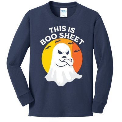 This Is Boo Sheet Ghost Retro Halloween Costume Kids Long Sleeve Shirt