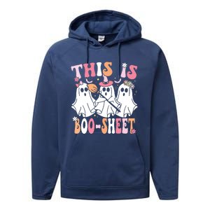 This Is Boosheet Halloween Ghost Costume Retro Groovy Performance Fleece Hoodie