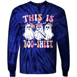 This Is Boosheet Halloween Ghost Costume Retro Groovy Tie-Dye Long Sleeve Shirt