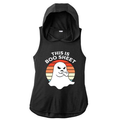 This Is Boo Sheet Ghost Retro Halloween Costume Ladies PosiCharge Tri-Blend Wicking Draft Hoodie Tank