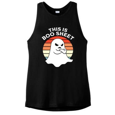 This Is Boo Sheet Ghost Retro Halloween Costume Ladies PosiCharge Tri-Blend Wicking Tank