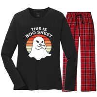 This Is Boo Sheet Ghost Retro Halloween Costume Women's Long Sleeve Flannel Pajama Set 