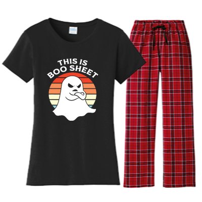 This Is Boo Sheet Ghost Retro Halloween Costume Women's Flannel Pajama Set