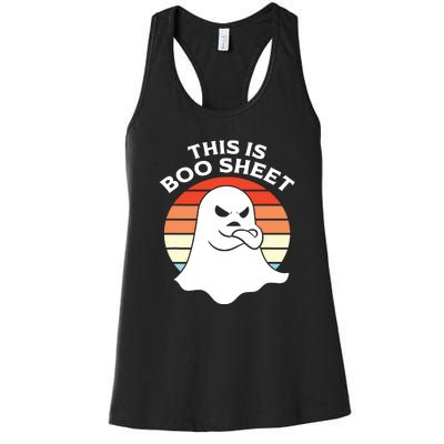 This Is Boo Sheet Ghost Retro Halloween Costume Women's Racerback Tank