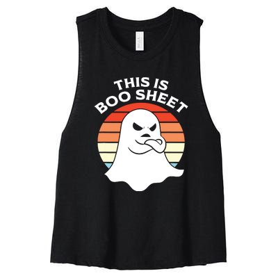 This Is Boo Sheet Ghost Retro Halloween Costume Women's Racerback Cropped Tank