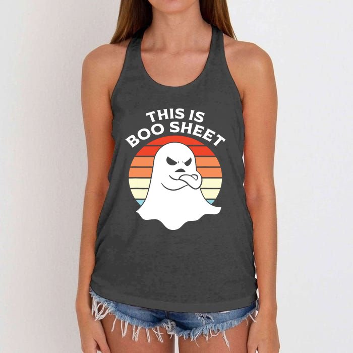 This Is Boo Sheet Ghost Retro Halloween Costume Women's Knotted Racerback Tank