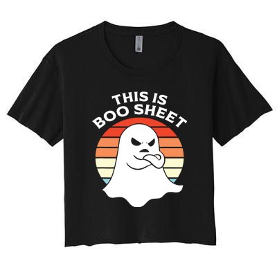 This Is Boo Sheet Ghost Retro Halloween Costume Women's Crop Top Tee