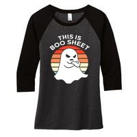 This Is Boo Sheet Ghost Retro Halloween Costume Women's Tri-Blend 3/4-Sleeve Raglan Shirt